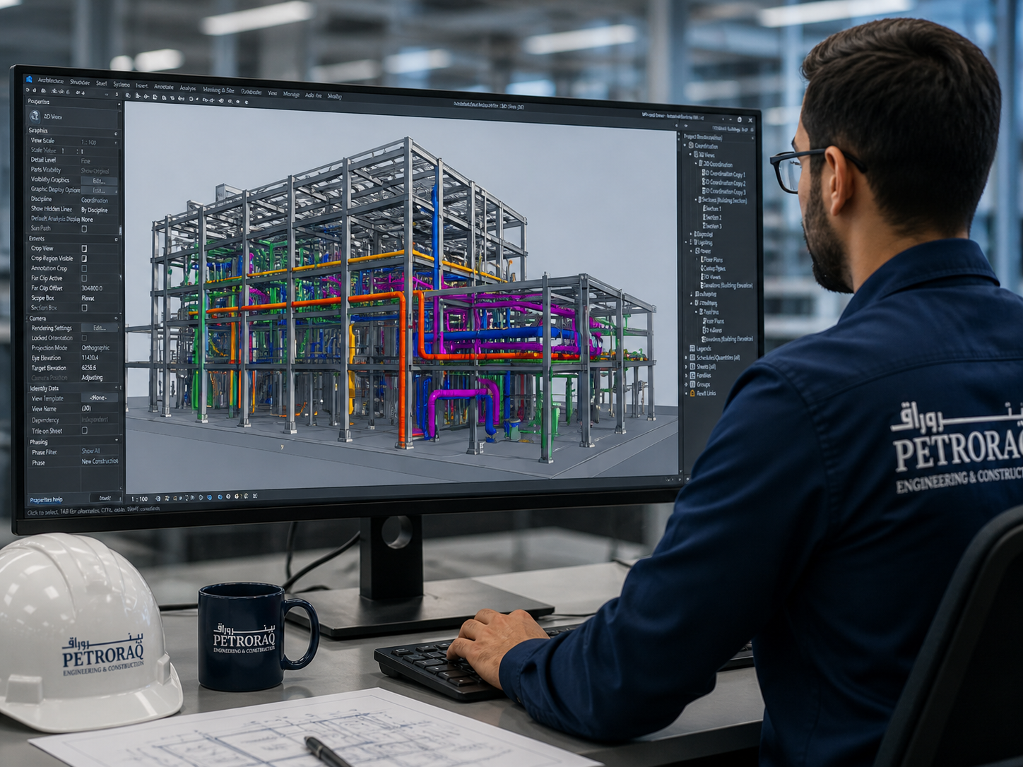 BIM model on screen